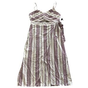 Express Striped Midi Dress in Lavender and Cream